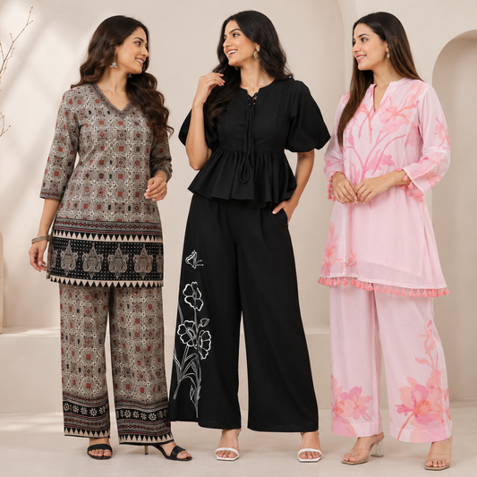 3 Women's Printed Co-Ord Set Collection
