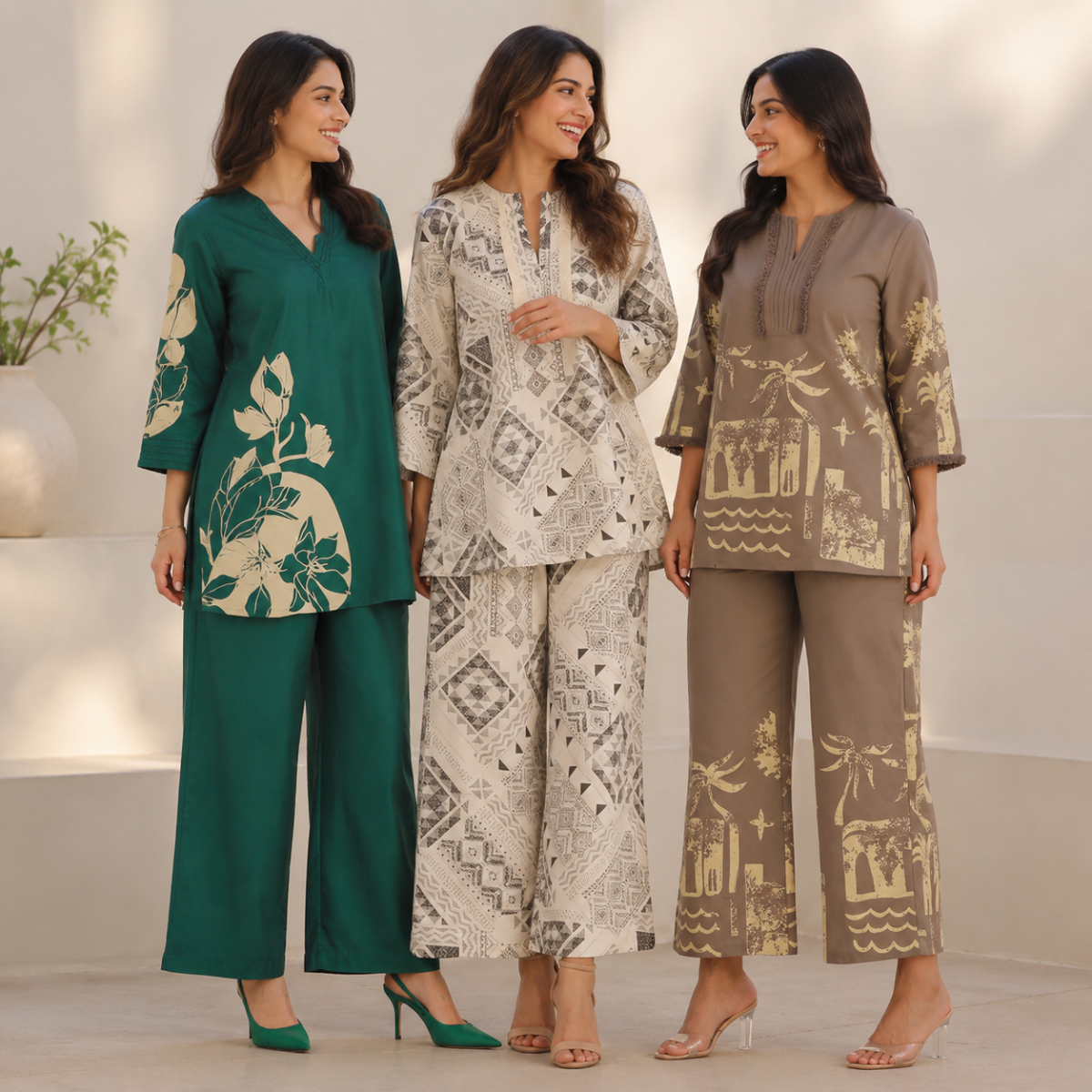 3 Women's Printed Co-Ord Set Collection