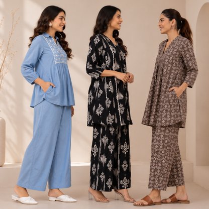 3 Women's Printed Co-Ord Set Collection