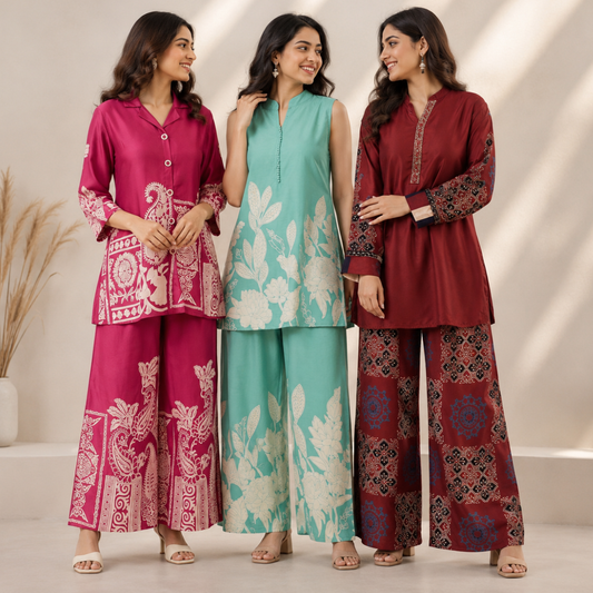 3 Women's Printed Co-Ord Set Collection