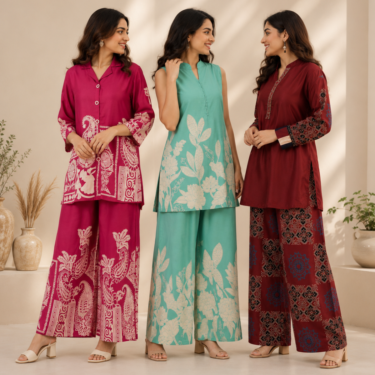 3 Women's Printed Co-Ord Set Collection