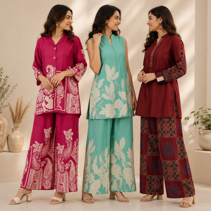 3 Women's Printed Co-Ord Set Collection