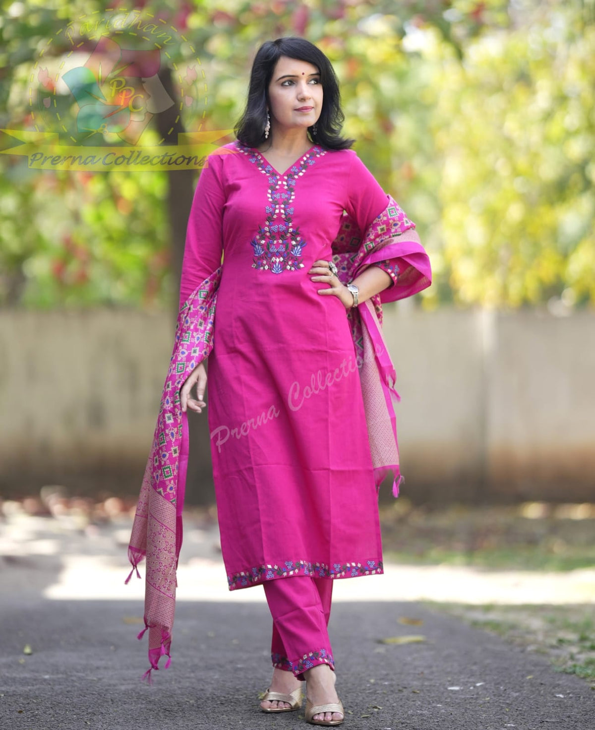 Beautiful Premium Kadi Cotton Kurta With Embroided Neck Line And Yoke