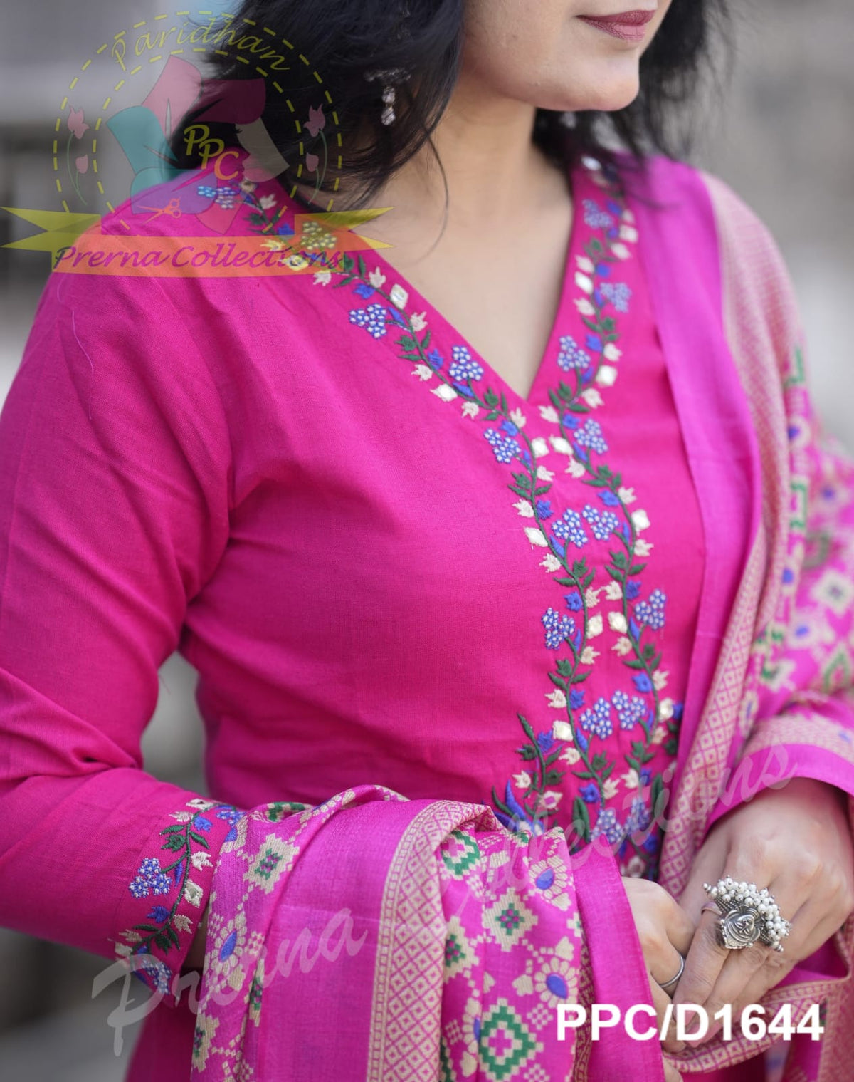 Beautiful Premium Kadi Cotton Kurta With Embroided Neck Line And Yoke