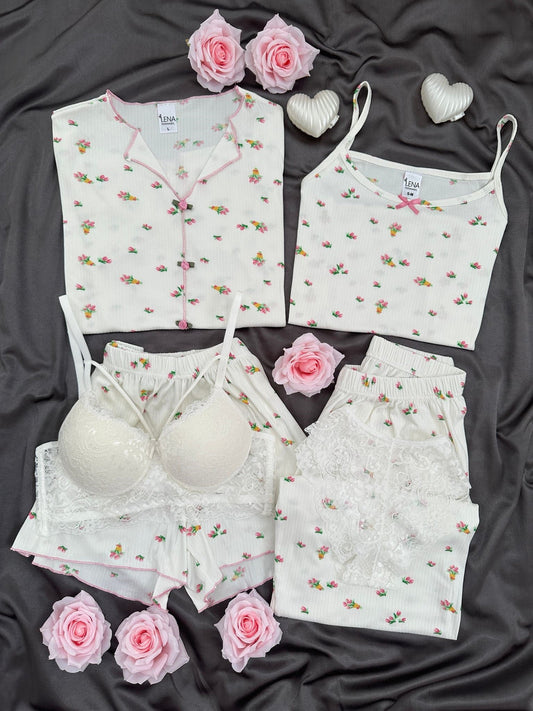 Tulip Bouquet Patterned 6-Piece Oslo Pajama Set