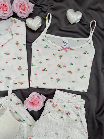 Tulip Bouquet Patterned 6-Piece Oslo Pajama Set