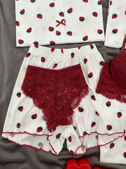 Strawberry Patterned 6-Piece Oslo Pajama Set