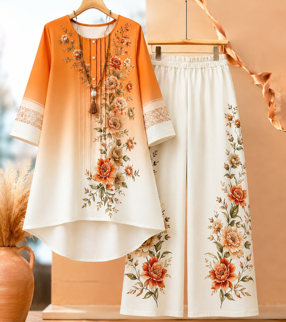 🌸 Elegant Floral Ombre Co-Ord Set