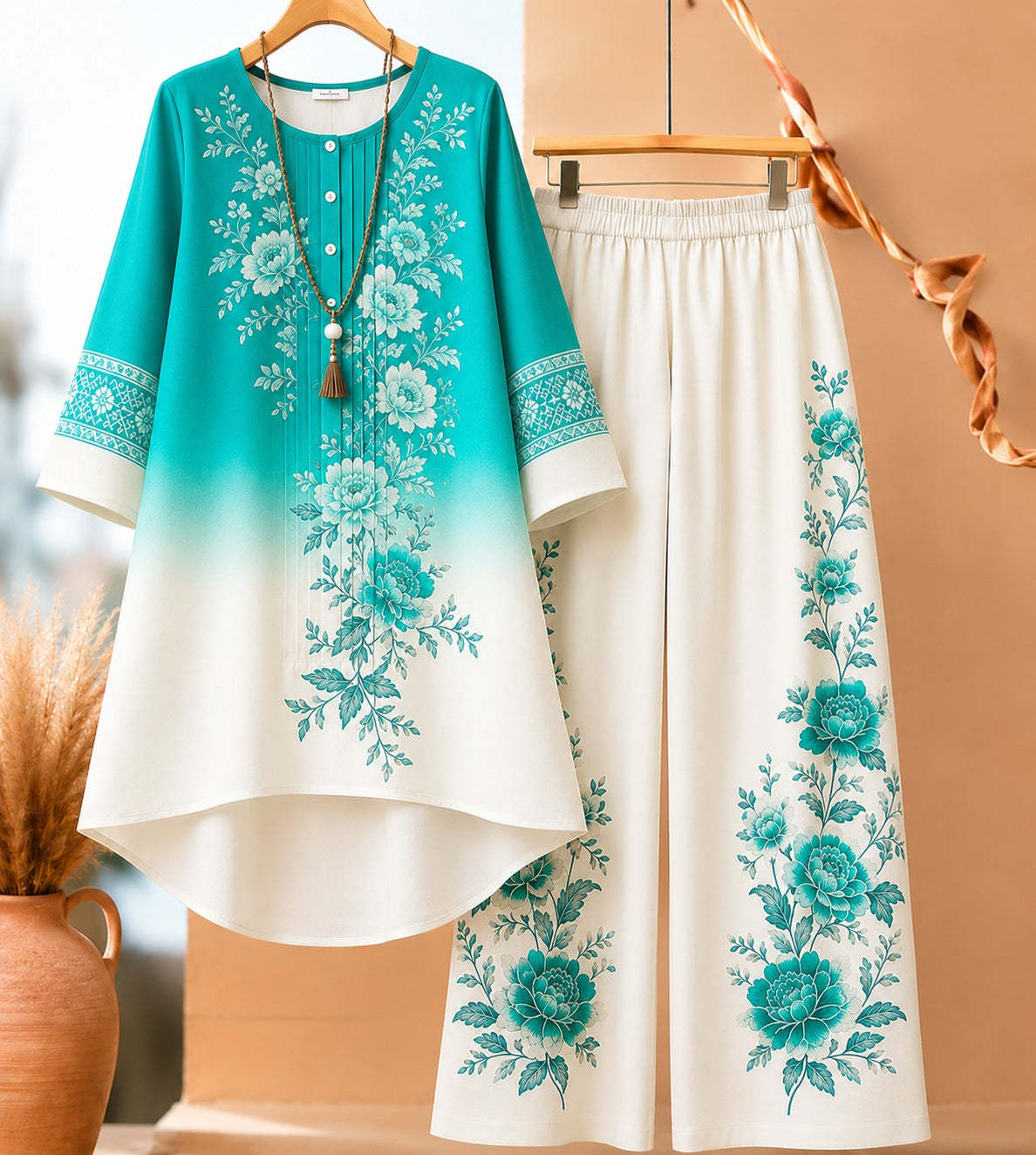 🌸 Elegant Floral Ombre Co-Ord Set