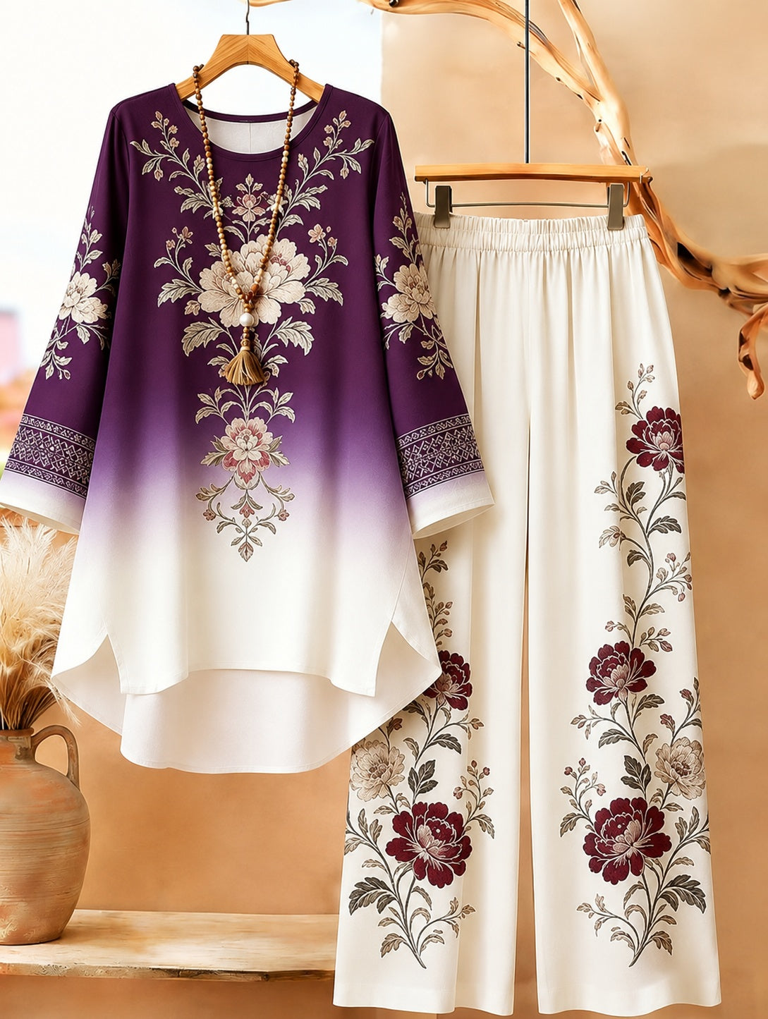 🌸 Elegant Floral Ombre Co-Ord Set