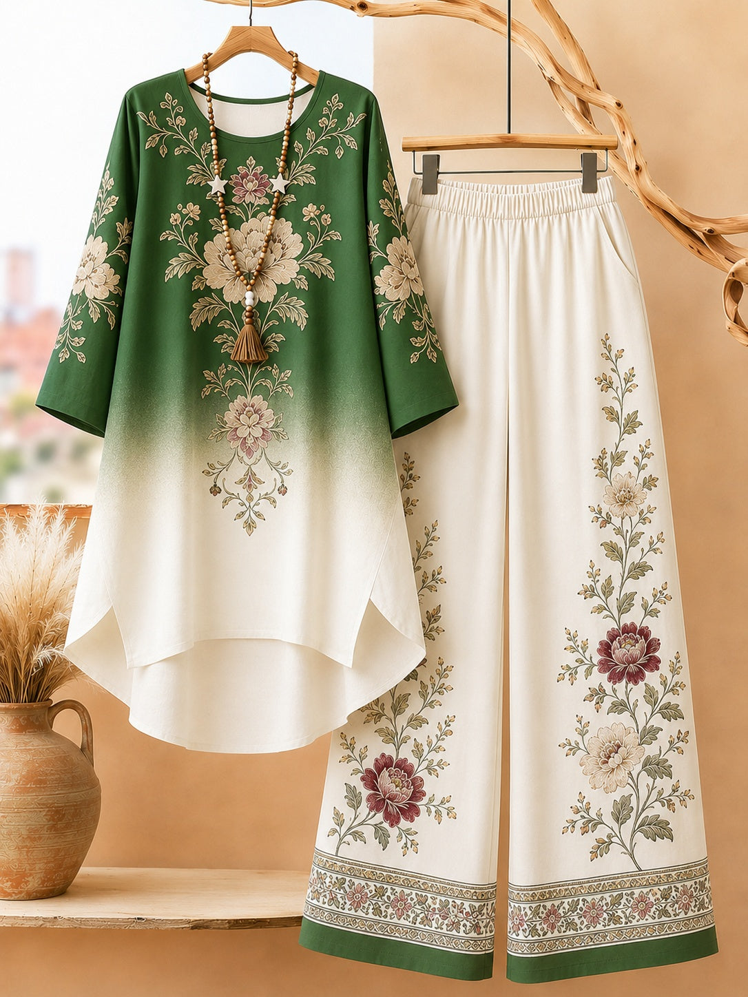 🌸 Elegant Floral Ombre Co-Ord Set