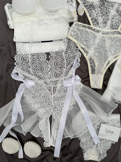 White Mega Suit & Bra Penty Set Combo for Women's