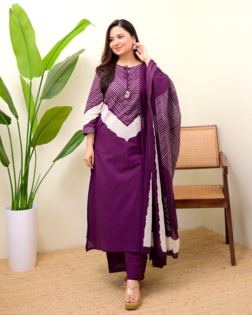 Jamuni Bandhej Muse Cotton Palazzo Suit