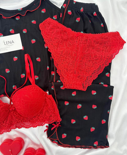 Love Night Suit & Bra Penty Set Combo for Women's