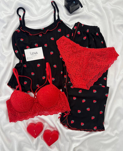 Love Night Suit & Bra Penty Set Combo for Women's